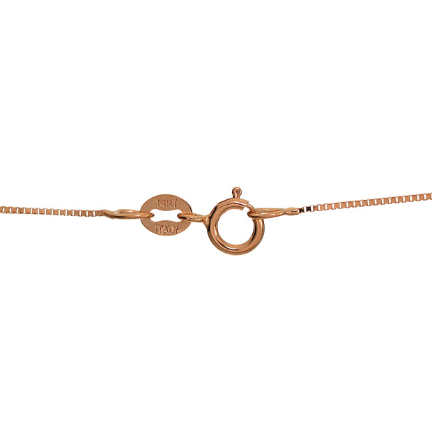 14K Rose Gold .6mm Box Italian Chain Necklace, 16 Inches