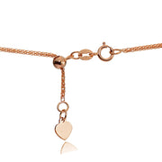 14K Rose Gold .8mm Spiga Wheat Adjustable Italian Chain Necklace, 9-11 Inches
