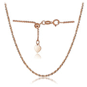 14K Rose Gold 1.3mm Rock Rope Adjustable Italian Chain Necklace, 14-20 Inches