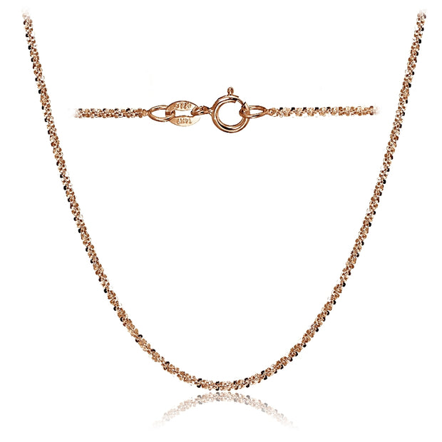 14K Rose Gold 1.3 Rock Rope Italian Chain Anklet, 18 Inches