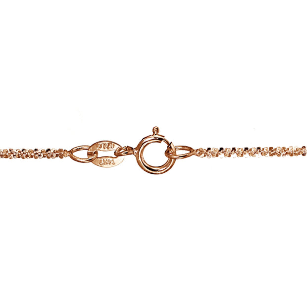 14K Rose Gold 1.3 Rock Rope Italian Chain Anklet, 18 Inches