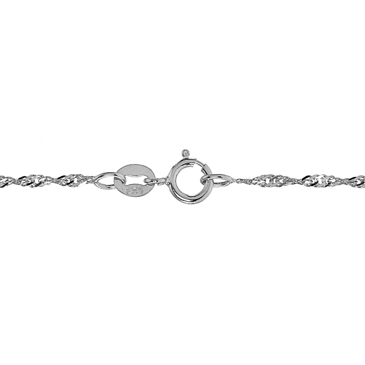 14K White Gold 1.4mm Singapore Italian Chain Necklace, 16 Inches
