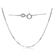 14K White Gold .6mm Box Italian Chain Necklace, 18 Inches