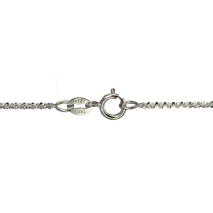 14K White Gold 1.3 Rock Rope Italian Chain Anklet, 18 Inches