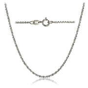 14K White Gold 1.3 Rock Rope Italian Chain Anklet, 24 Inches