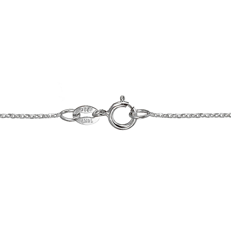 14K White Gold 1.4 Diamond-Cut Cable Italian Chain Necklace, 16 Inches