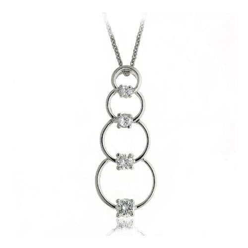 Sterling Silver & CZ Stacked Circles Journey Necklace