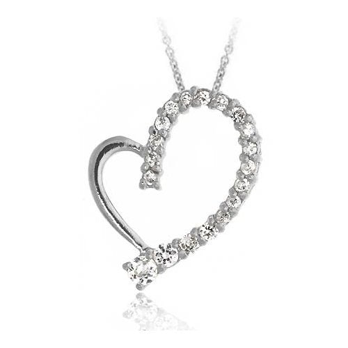 Sterling Silver CZ Heart Journey Pendant