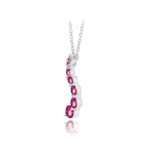 Sterling Silver 1.5ct Created Ruby Journey Necklace-2