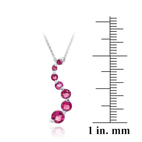 Sterling Silver 1.5ct Created Ruby Journey Necklace-3