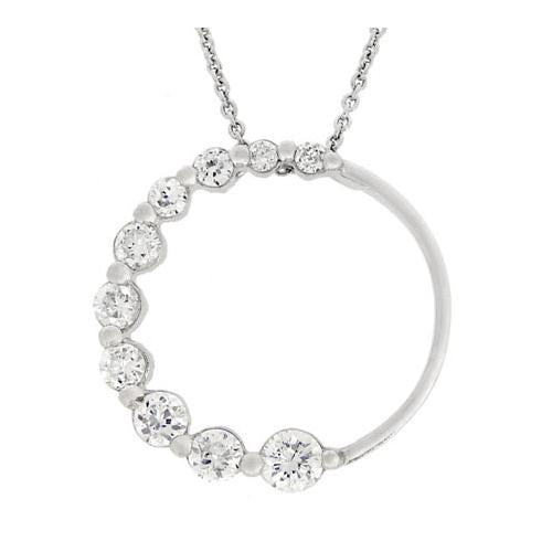 Sterling Silver CZ Journey Circle Half Eternity Slide Pendant