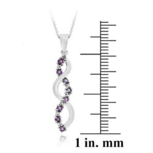 Sterling Silver Amethyst & Diamond Infinity Pendant-2