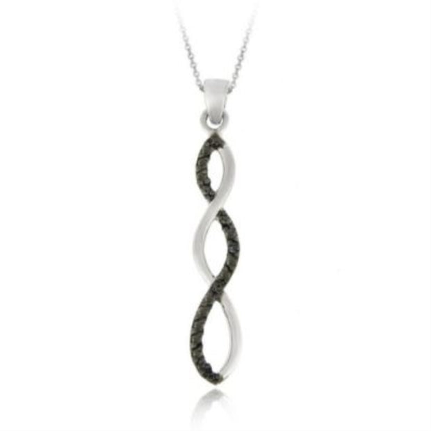 Sterling Silver Black Diamond Accent Infinity Pendant