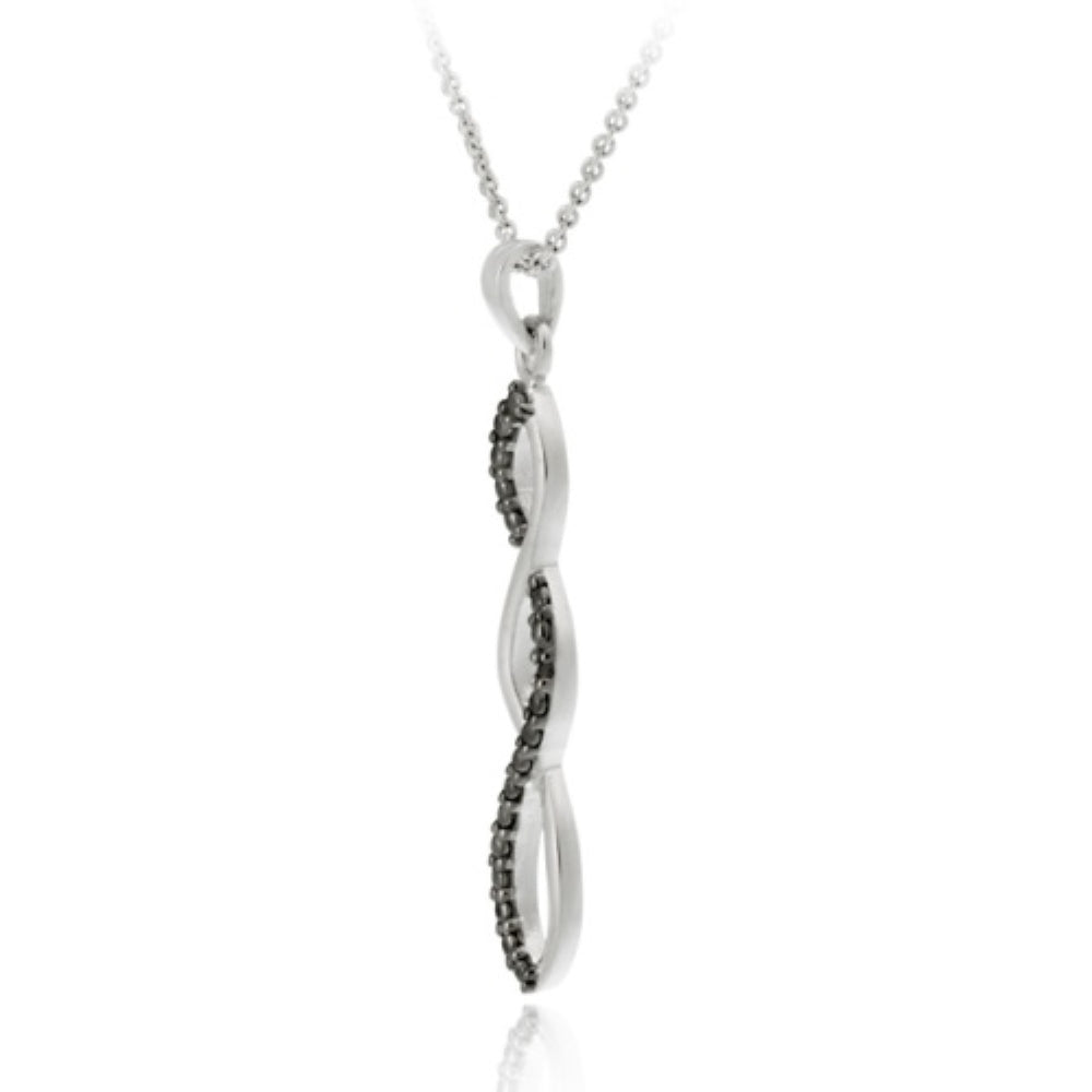 Sterling Silver Black Diamond Accent Infinity Pendant-2