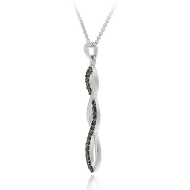 Sterling Silver Black Diamond Accent Infinity Pendant