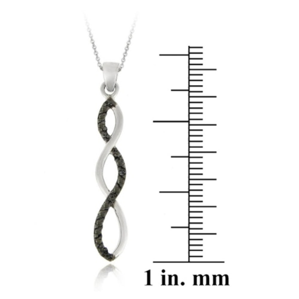 Sterling Silver Black Diamond Accent Infinity Pendant-3