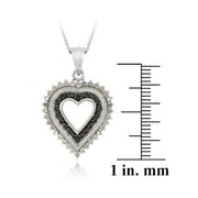 Sterling Silver 1/2 CTW Black Diamond and White Diamond Heart Pendant