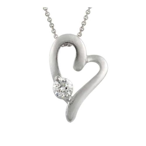 Sterling Silver Romantic CZ Heart Pendant
