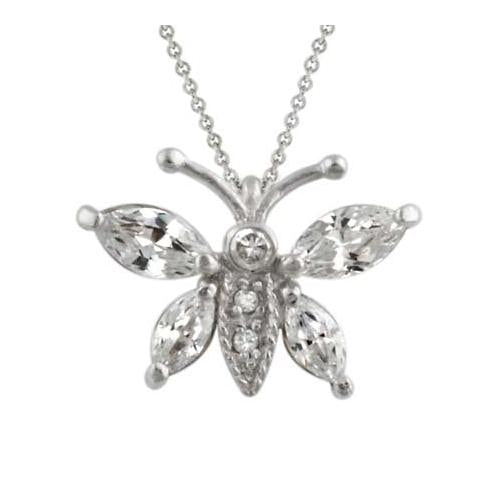 Sterling Silver CZ Butterfly Pendant