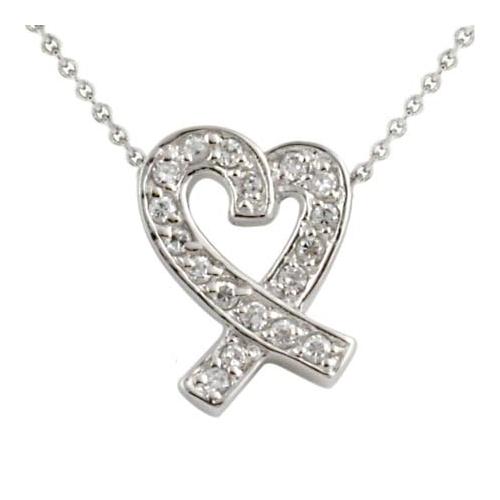 Sterling Silver Designer-Inspired CZ Ribbon Heart Slide Pendant