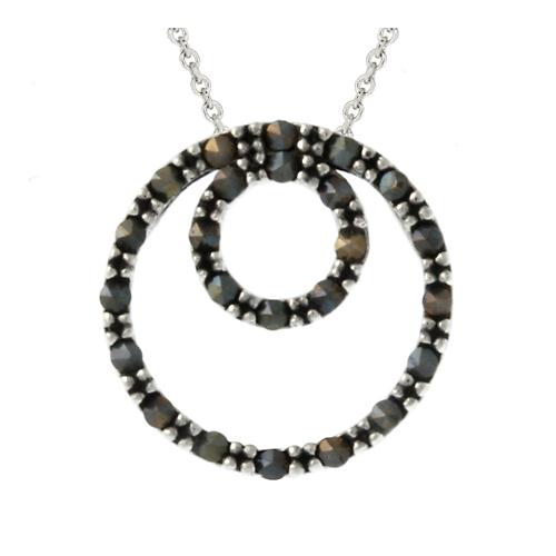 Sterling Silver Marcasite Double Circle Eternity Pendant