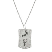 Sterling Silver "Naughty & Nice" CZ Dog Tag Pendant