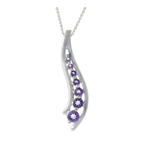 Sterling Silver Genuine Amethyst Journey Pendant