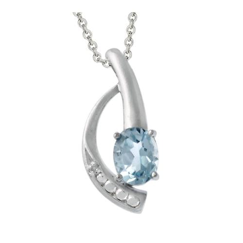 Sterling Silver Diamond Accented Blue Topaz Pendant