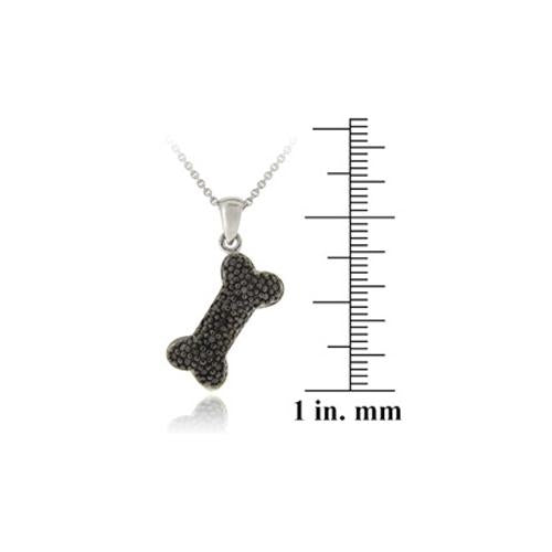 Sterling Silver Black Diamond Accent Bone Pendant-3