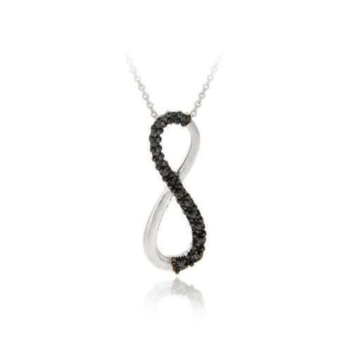 Sterling Silver Black Diamond Accent Infinity Pendant-2