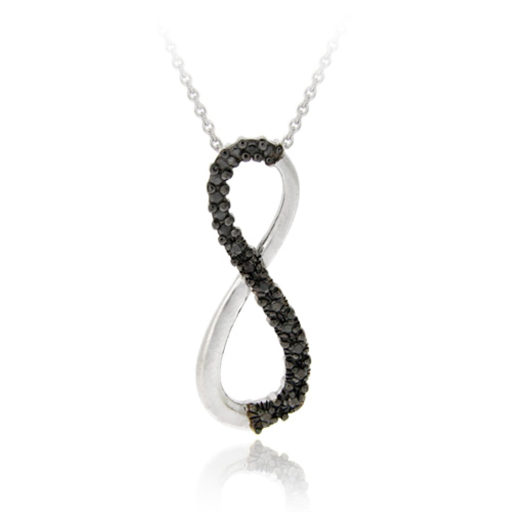 Sterling Silver Black Diamond Accent Infinity Pendant-3