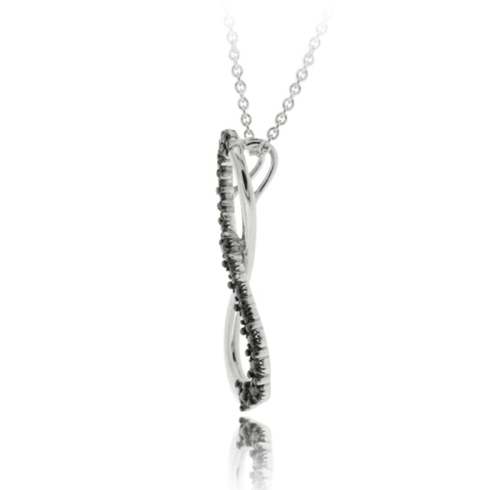 Sterling Silver Black Diamond Accent Infinity Pendant-4