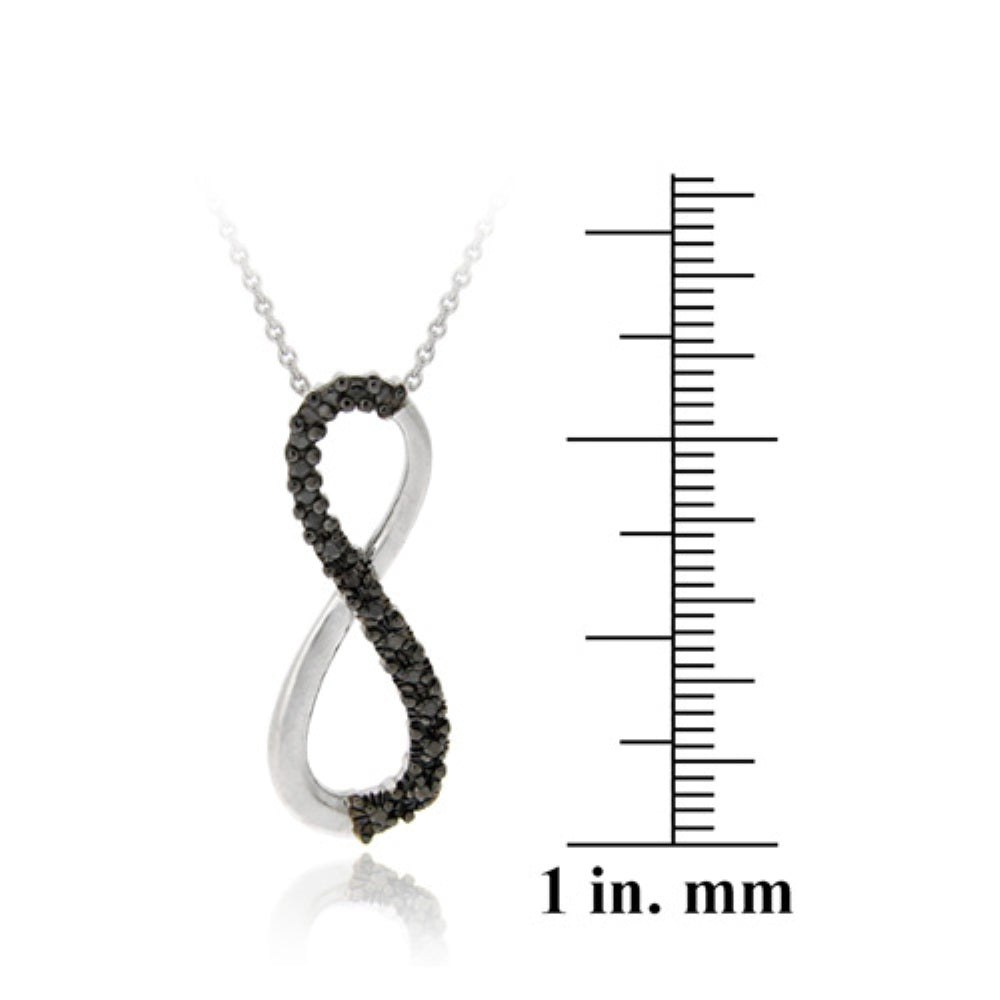 Sterling Silver Black Diamond Accent Infinity Pendant-5