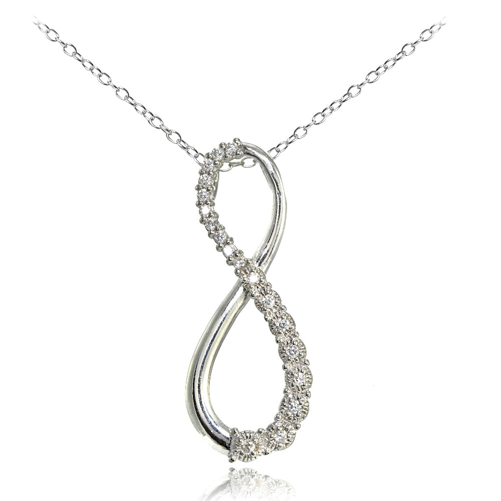 Sterling Silver Cubic Zirconia Infinity Figure 8 Necklace