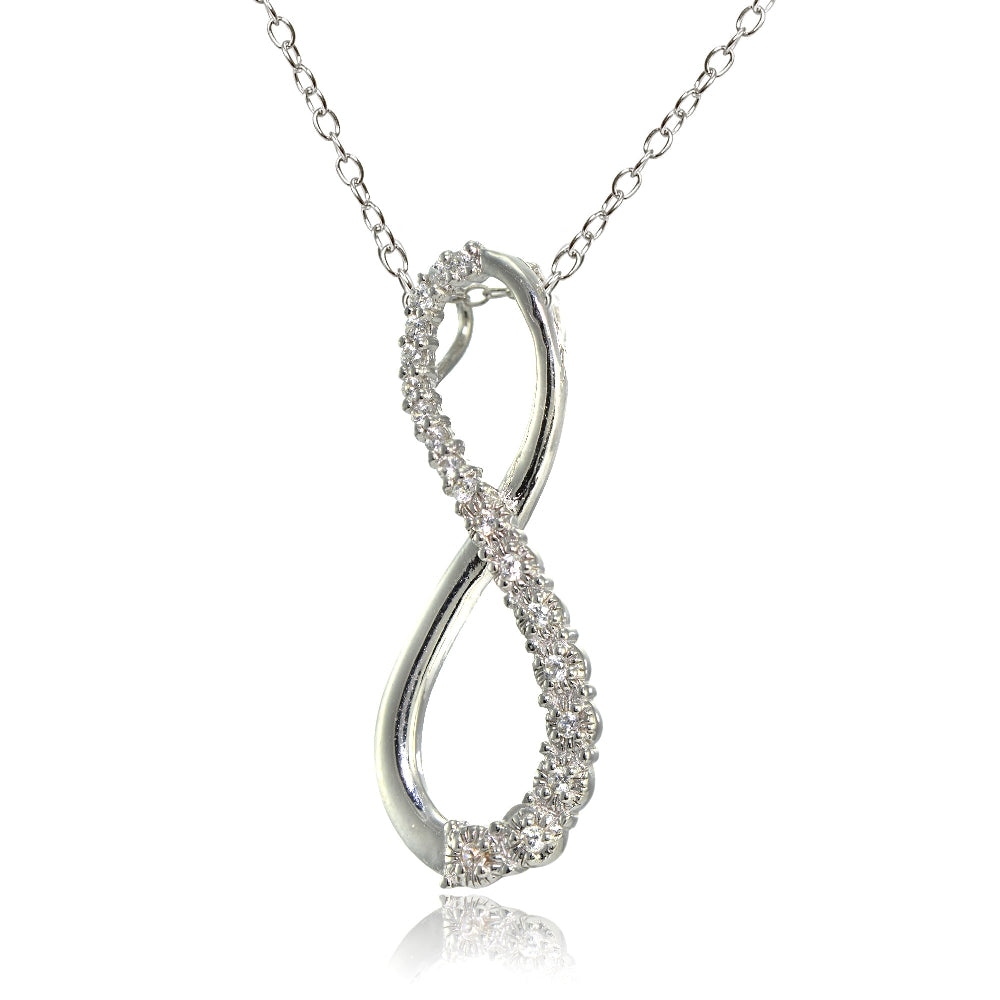 Sterling Silver Cubic Zirconia Infinity Figure 8 Necklace-2
