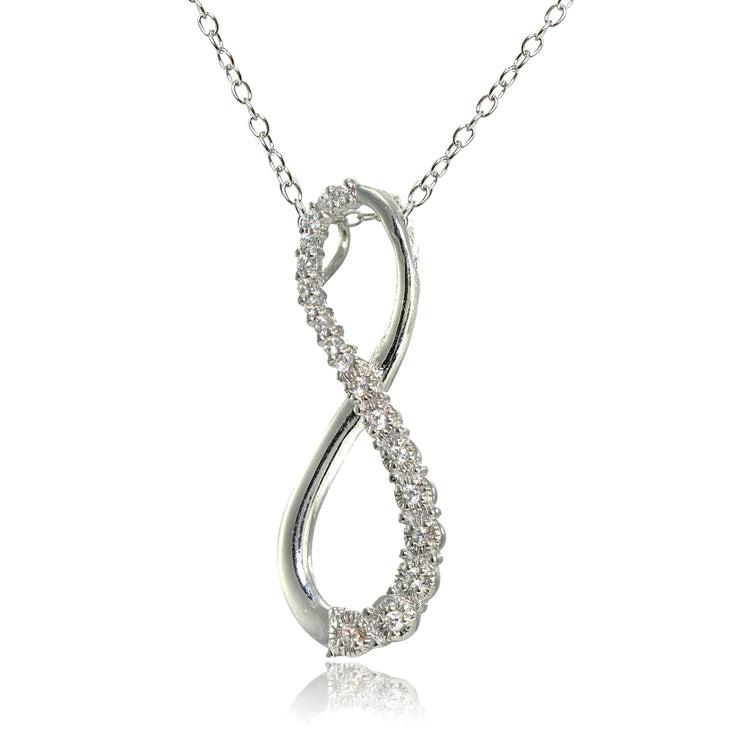 Sterling Silver Cubic Zirconia Infinity Figure 8 Necklace