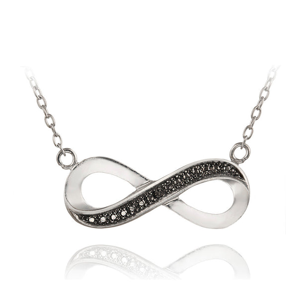 Sterling Silver Black Diamond Accent Infinity Necklace, 18"