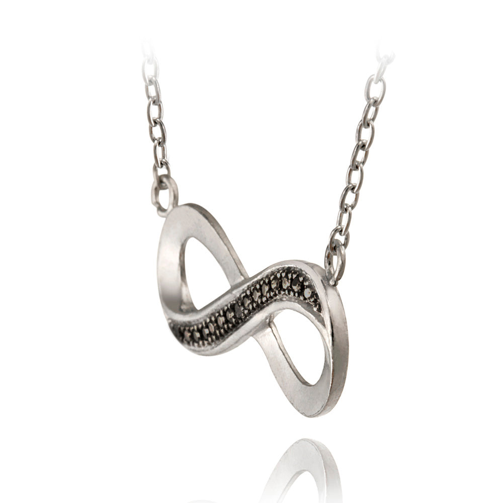 Sterling Silver Black Diamond Accent Infinity Necklace, 18"-2