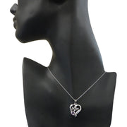 Sterling Silver Amethyst & Diamond Accent Mom Heart Pendant