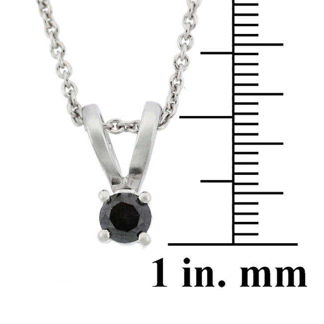 Sterling Silver 1/4 CT Black Diamond Stud Solitaire Pendant-2