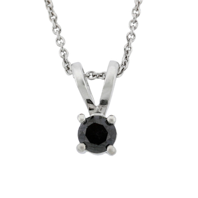 Sterling Silver 1/2 CT Black Diamond  Solitaire Stud Pendant