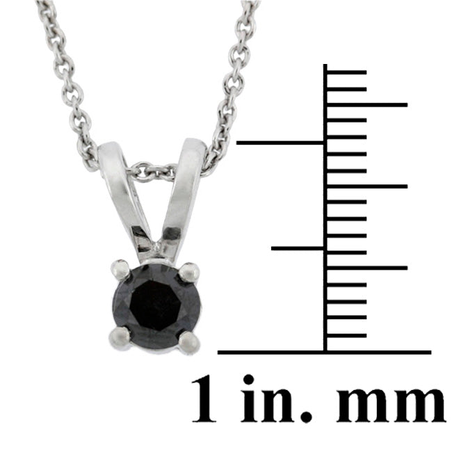 Sterling Silver 1/2 CT Black Diamond  Solitaire Stud Pendant-2