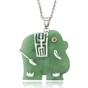 Sterling Silver and Green Chinese Jade 'Longevity' Elephant Pendant