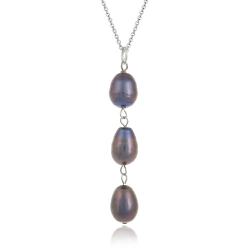 Sterling Silver Baroque Freshwater Cultured Peacock Pearl Drop Pendant