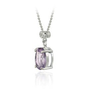 Sterling Silver 3.1 CT. Oval Amethyst and Diamond Pendant