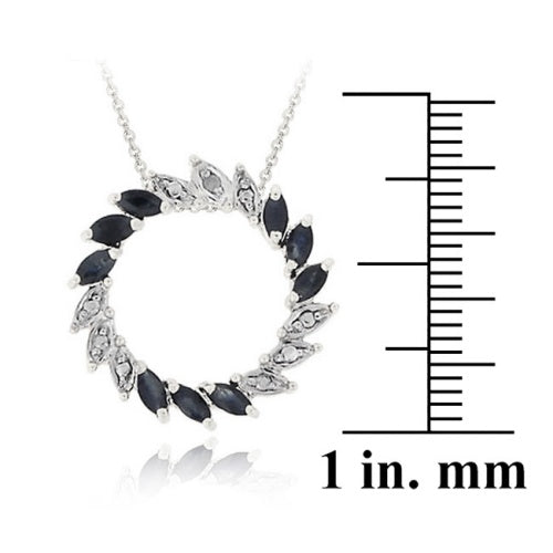 Sterling Silver Sapphire & Diamond Accent Circle Pendant-3