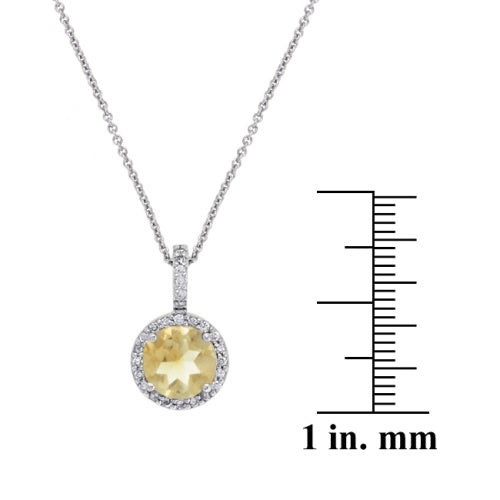 Sterling Silver 1.85ct. TGW Citrine & CZ Round Pendant-2