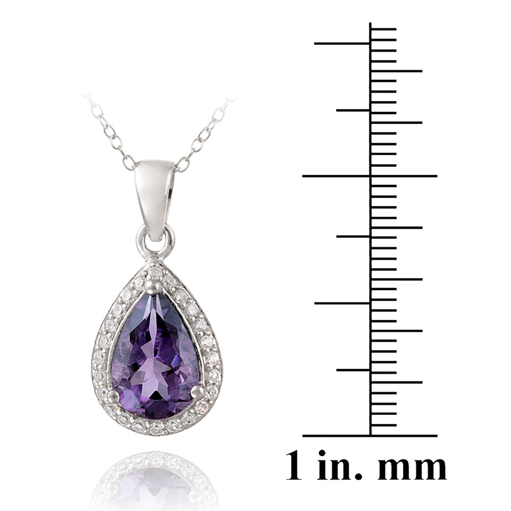 Sterling Silver 2.75ct. TGW Amethyst & CZ Teardrop Pendant-3