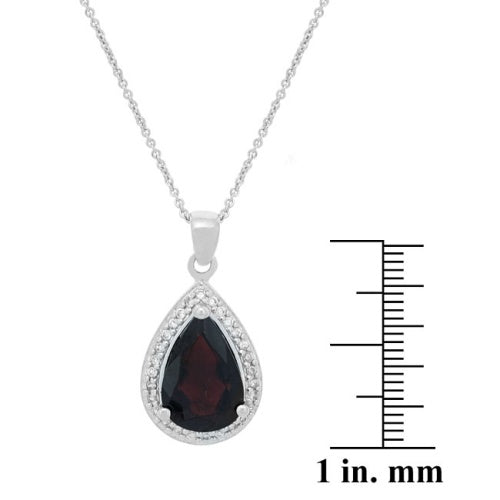 Sterling Silver 6ct Garnet & CZ Teardrop Pendant-2