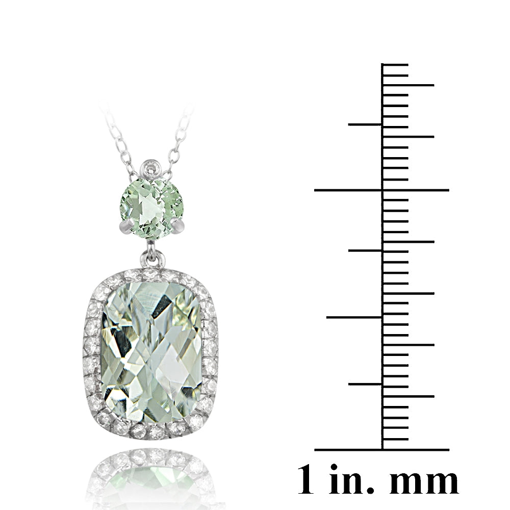 Sterling Silver 8.0ct. TGW Green Amethyst & CZ Rectangular Pendant-3